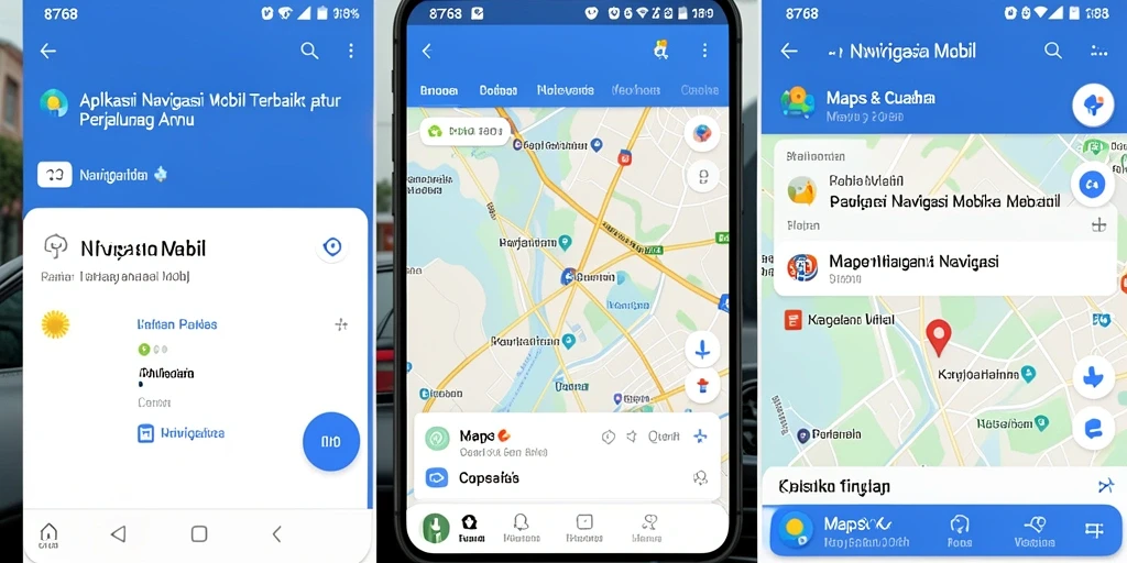 Tampilan antarmuka aplikasi Navigasi Mobil 8768 yang jelas dan informatif.