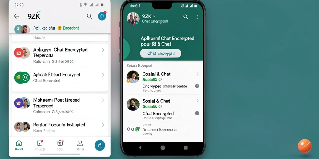 Antarmuka aplikasi 9ZK yang bersih dan fungsional untuk Chat Encrypted.