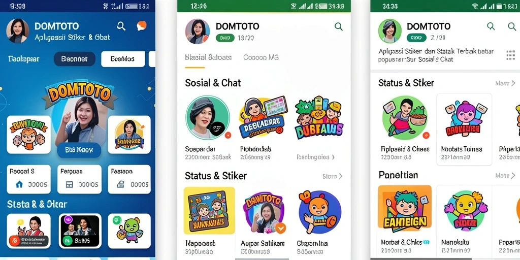 Tampilan antarmuka DOMTOTO dengan koleksi stiker yang menarik.