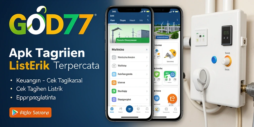Antarmuka aplikasi GOD77 yang menampilkan fitur cek tagihan listrik.