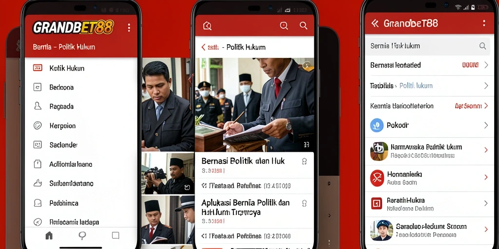 Antarmuka aplikasi GRANDBET88 menampilkan berita politik dan hukum terkini dengan jelas.