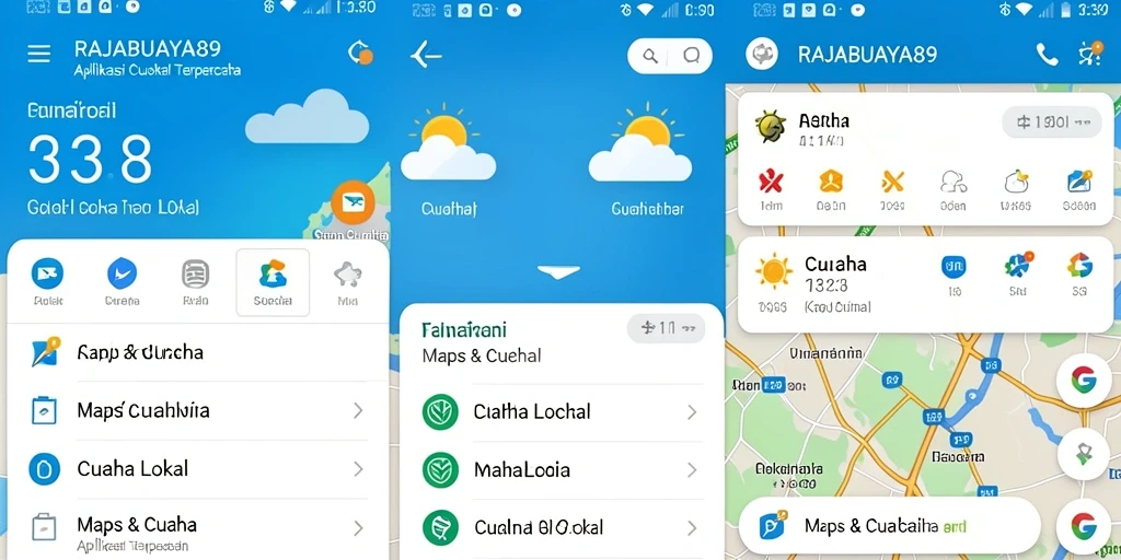 Antarmuka aplikasi RAJABUAYA89 dengan data cuaca terkini