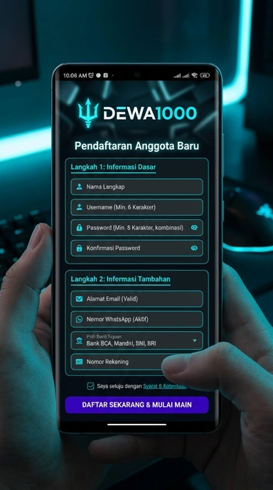 Cara Daftar Akun Dewa1000 secara Mudah